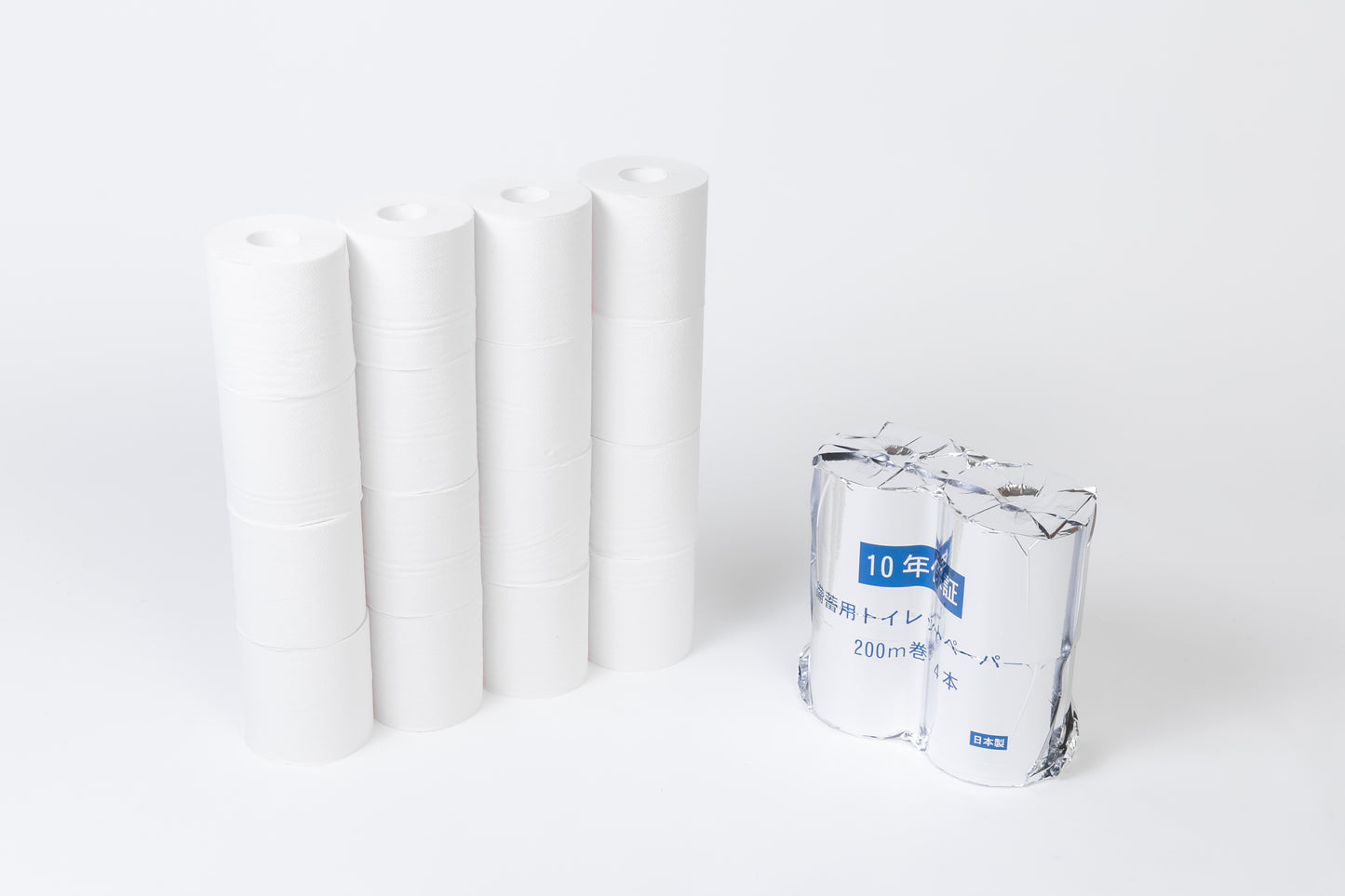 10年保証備蓄用トイレットペーパー200ｍ4ロール×3パック（LT-101）